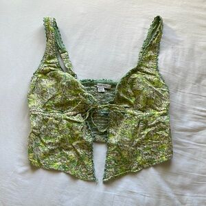 American Eagle Front Tie Green Tank Top